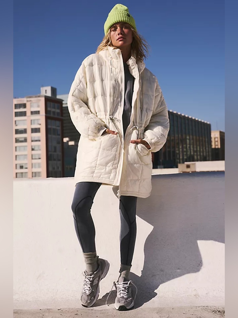 NWT Free People FP Movement Patricia Packable Poncho Puffer in Cream White